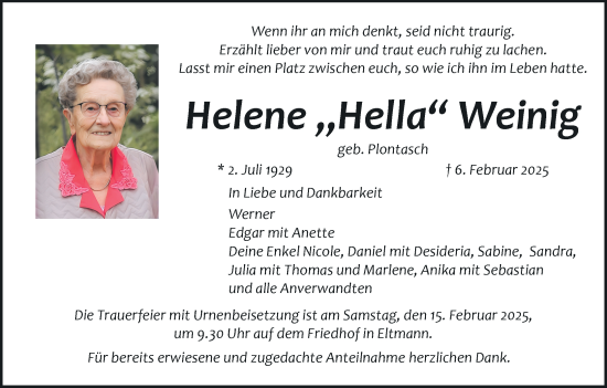 Anzeige von Helene Weinig von MGO