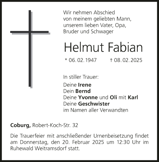 Anzeige von Helmut Fabian von MGO