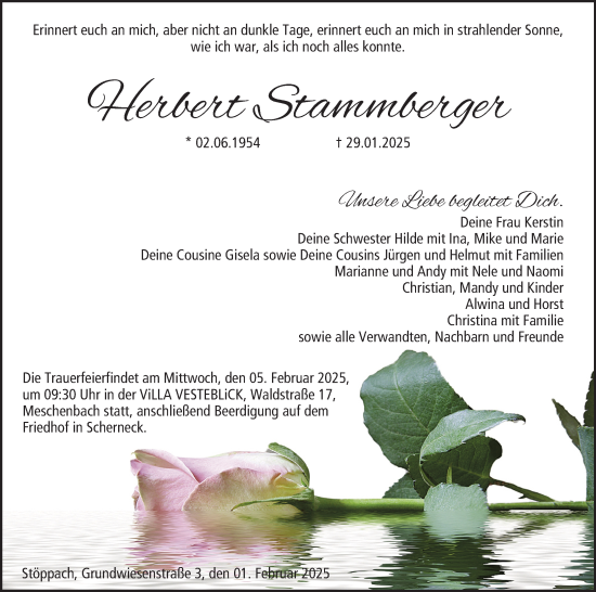 Anzeige von Herbert Stammberger von MGO