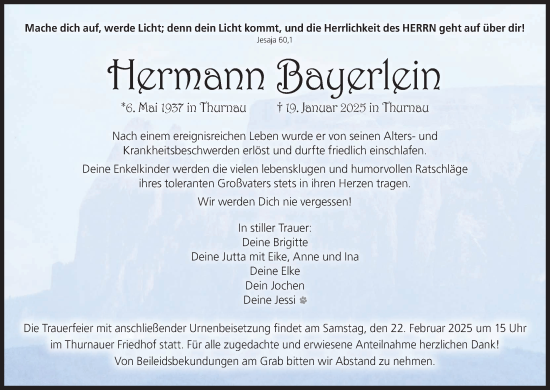 Anzeige von Hermann Bayerlein von MGO
