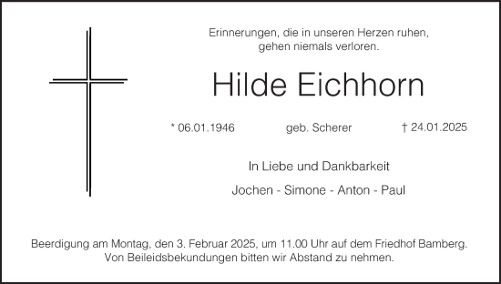 Anzeige von Hilde Eichhorn von MGO