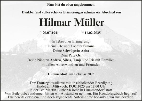 Anzeige von Hilmar Müller von MGO