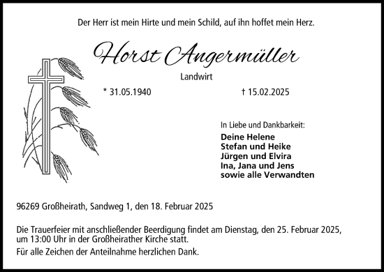 Anzeige von Horst Angermüller von MGO