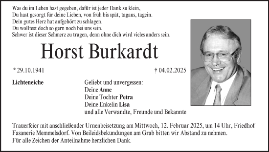 Anzeige von Horst Burkardt von MGO