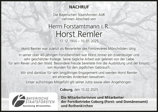 Anzeige von Horst Remler von MGO