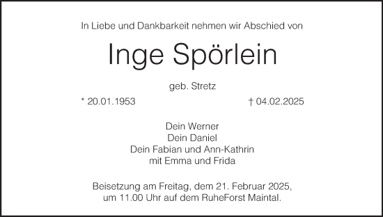 Anzeige von Inge Spörlein von MGO
