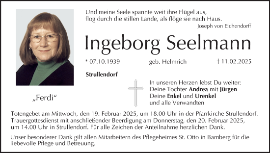 Anzeige von Ingeborg Seelmann von MGO