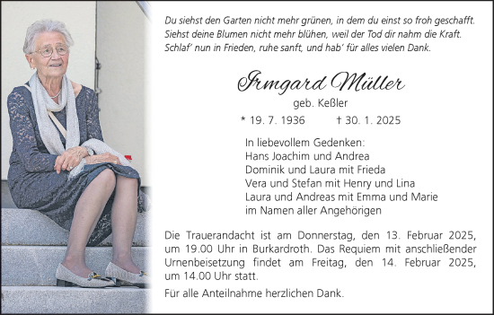 Anzeige von Irmgard Müller von MGO