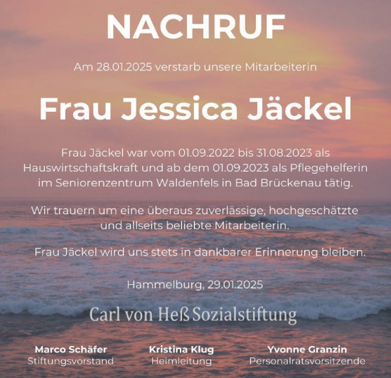 Anzeige von Jessica Jäckel von MGO
