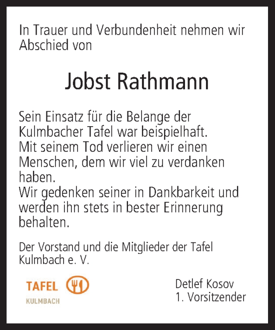 Anzeige von Jobst Rathmann von MGO
