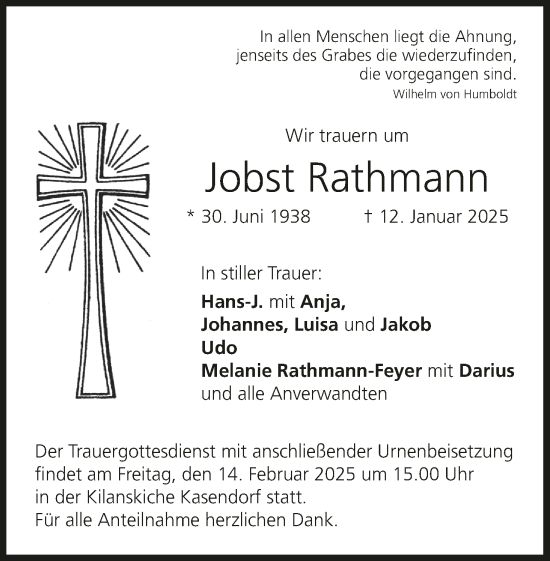 Anzeige von Jobst Rathmann von MGO