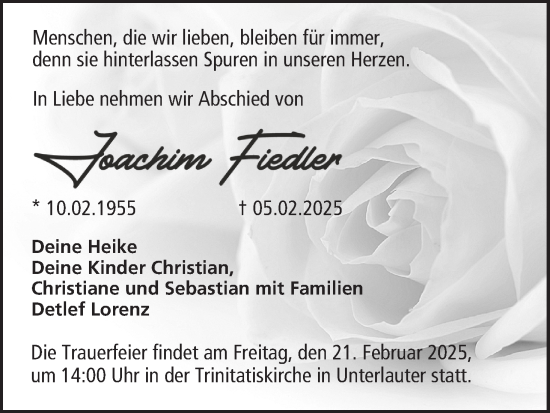 Anzeige von Jochen Fiedler von MGO