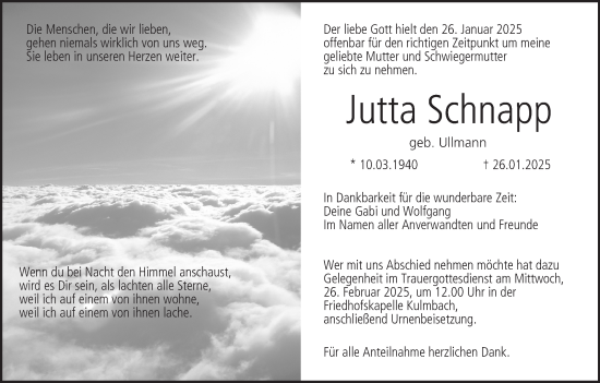 Anzeige von Jutta Schnapp von MGO