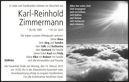 Anzeige von Karl-Reinhold Zimmermann von MGO