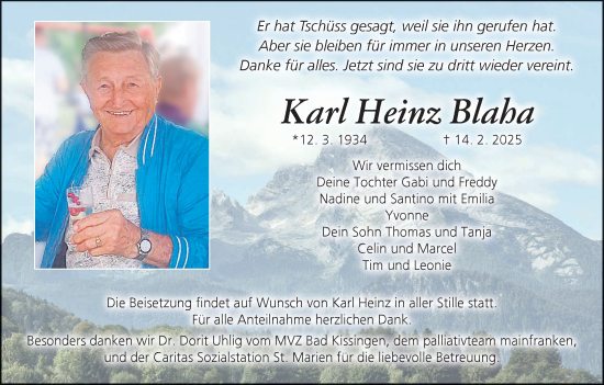 Anzeige von Karl Heinz Blaha von MGO