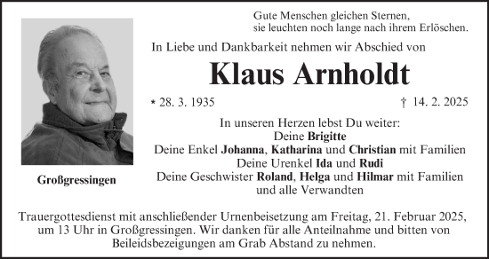 Anzeige von Klaus Arnholdt von MGO