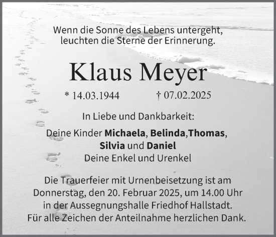 Anzeige von Klaus Meyer von MGO