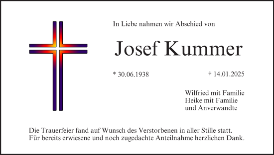 Anzeige von Kummer Josef von MGO