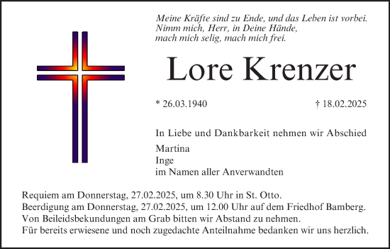 Anzeige von Lore Krenzer von MGO