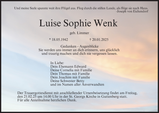 Anzeige von Luise Sophie Wenk von MGO