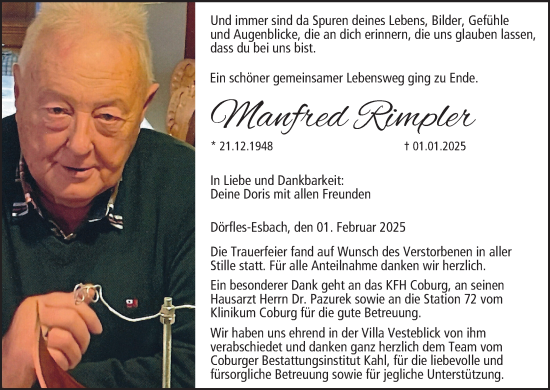 Anzeige von Manfred Rimpler von MGO