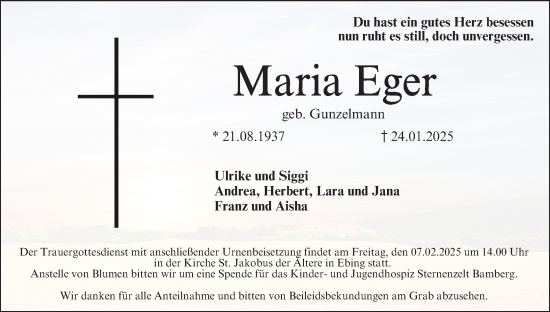 Anzeige von Maria Eger von MGO