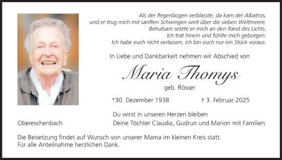 Anzeige von Maria Thomys von MGO