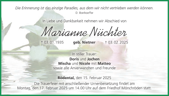 Anzeige von Marianne Nüchter von MGO