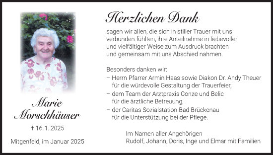 Anzeige von Marie Morschhäuser von MGO