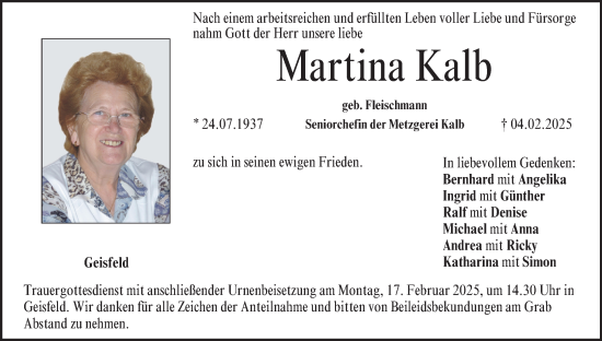 Anzeige von Martina Kalb von MGO