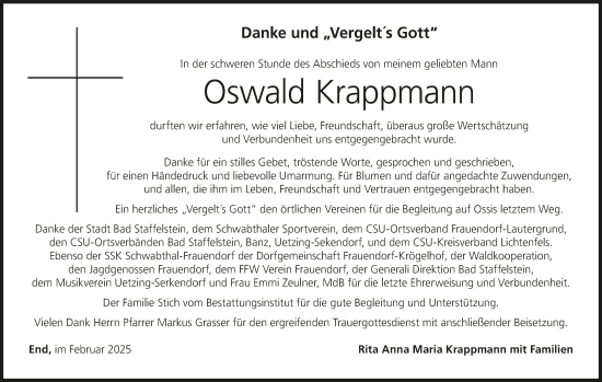Anzeige von Oswald Krappmann von MGO