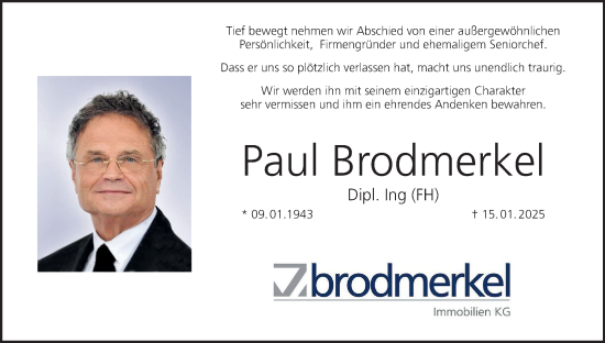Anzeige von Paul Brodmerkel von MGO