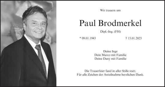 Anzeige von Paul Brodmerkel von MGO