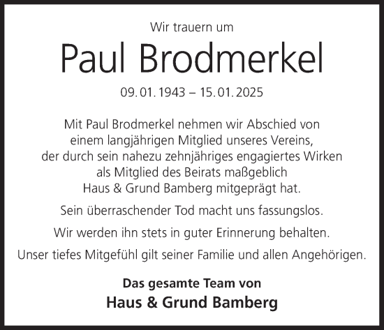 Anzeige von Paul Brodmerkel von MGO