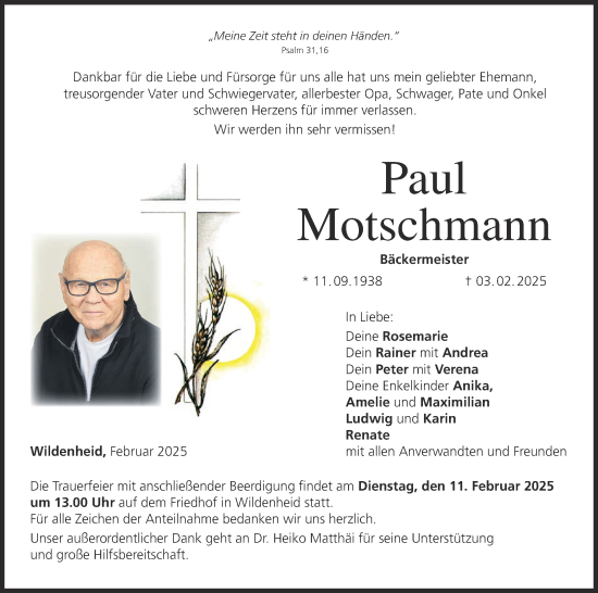 Anzeige von Paul Motschmann von MGO