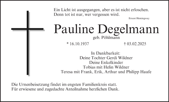 Anzeige von Pauline Degelmann von MGO
