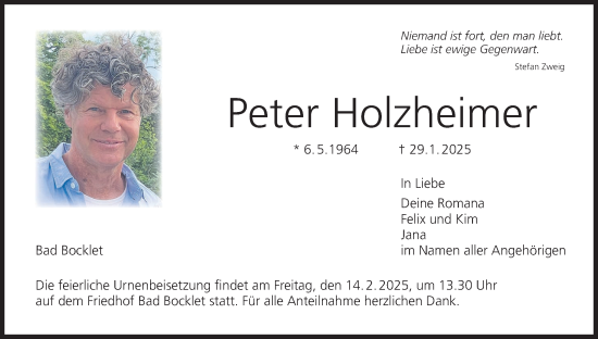 Anzeige von Peter Holzheimer von MGO