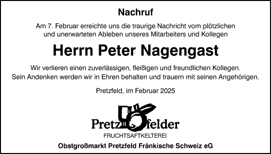 Anzeige von Peter Nagengast von MGO