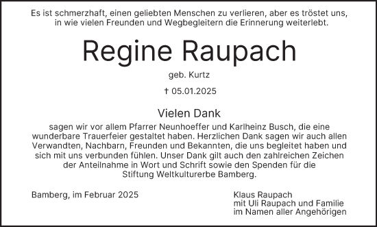 Anzeige von Regine Raupach von MGO