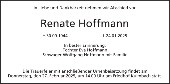 Anzeige von Renate Hoffmann von MGO