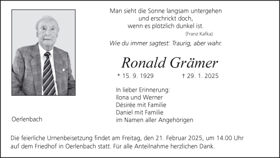 Anzeige von Ronald Grämer von MGO