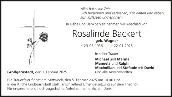 Anzeige von Rosalinde Backert von MGO