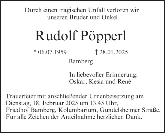 Anzeige von Rudolf Pöpperl von MGO