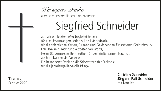 Anzeige von Siegfried Schneider von MGO