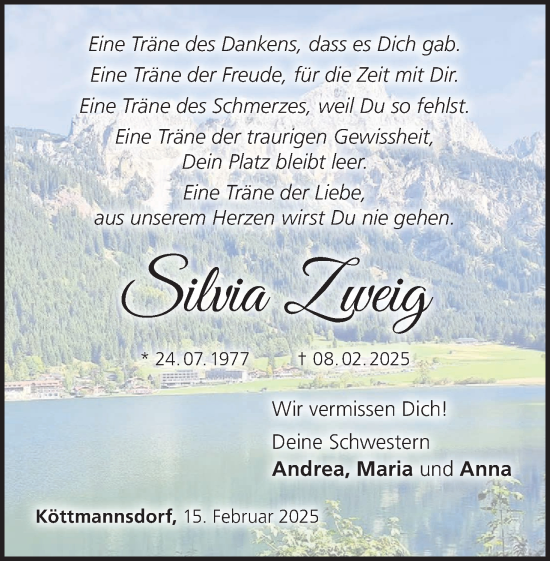 Anzeige von Silvia Zweig von MGO