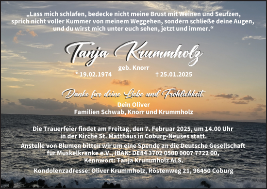 Anzeige von Tanja Krummholz von MGO