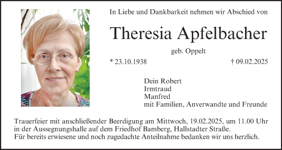 Anzeige von Theresia Apfelbacher von MGO
