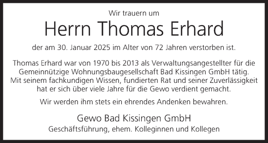 Anzeige von Thomas Erhard von MGO