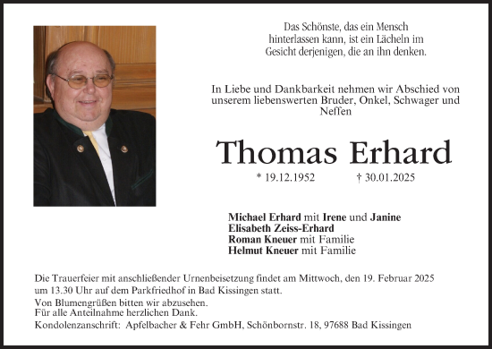 Anzeige von Thomas Erhard von MGO