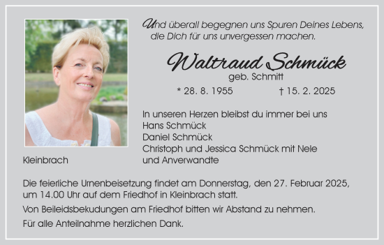 Anzeige von Waltraud Schmück von MGO